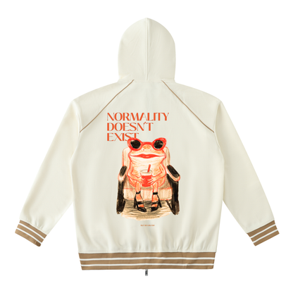 Striped Trim Zip-Up Hoodie