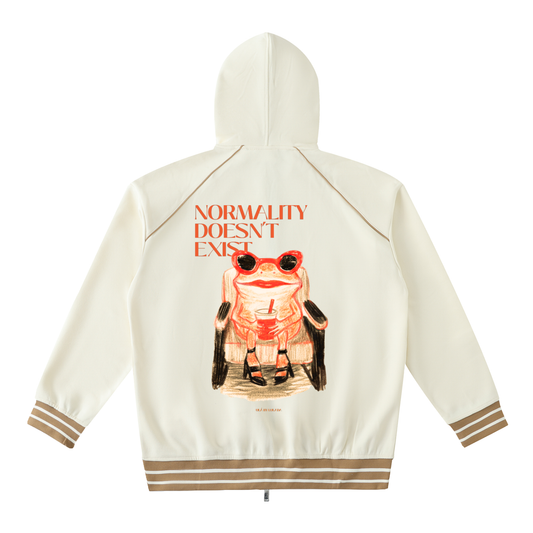 Striped Trim Zip-Up Hoodie